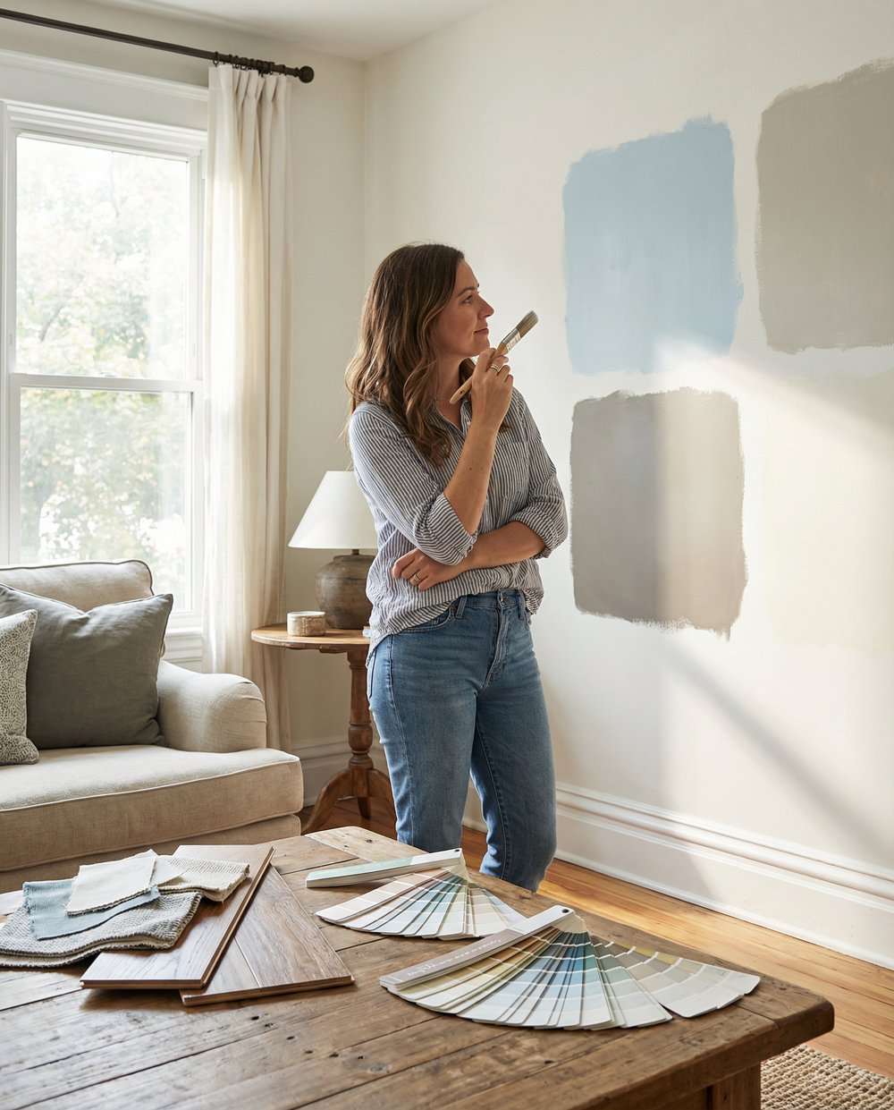 Real Sherwin-Williams paint samples and color consultation in a Chattanooga home