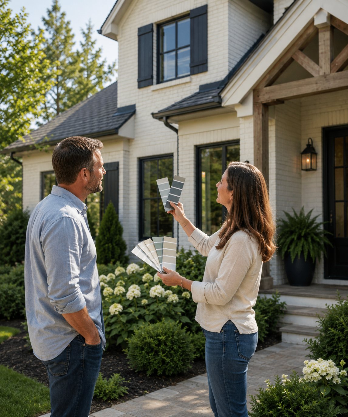 Sherwin-Williams exterior color samples on a Chattanooga home