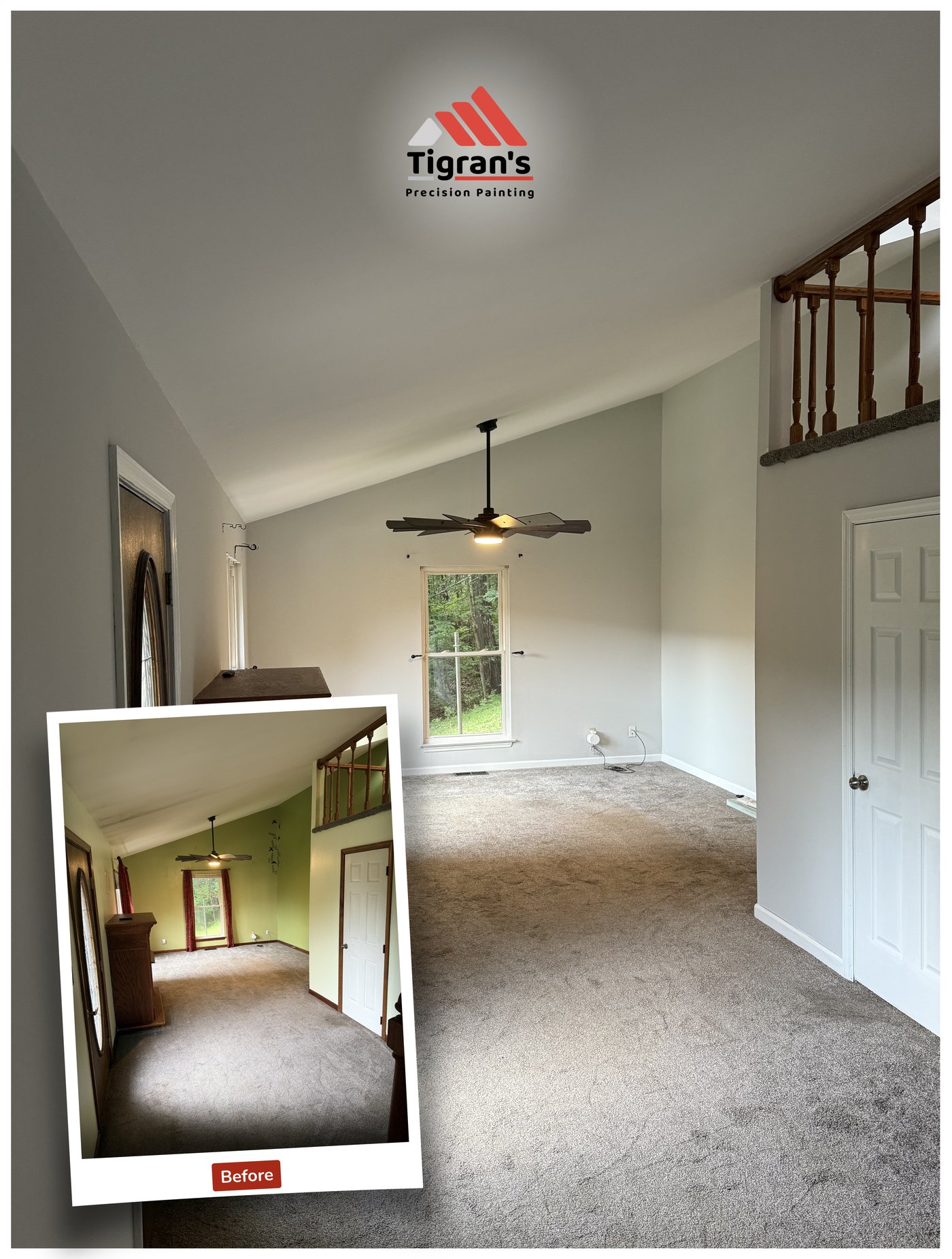 Before and after full room repaint