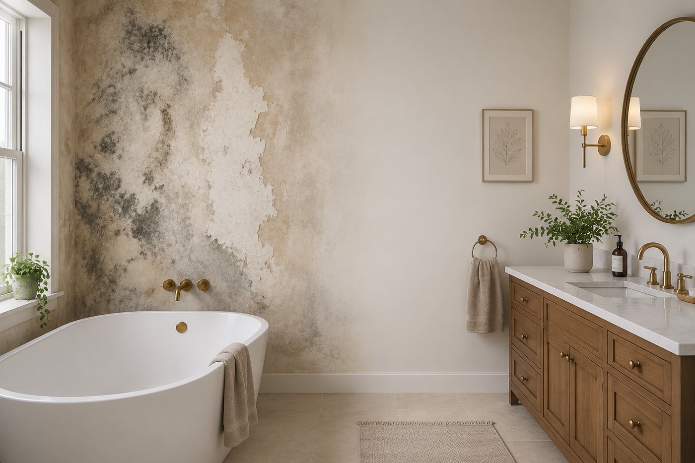 Chattanooga bathroom with freestanding tub and wood vanity — painted finish protecting walls from moisture